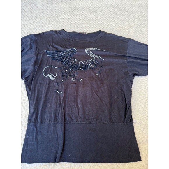 ESCADA Margaretha Ley Embroidered Bird Top Blouse |‎ Navy Blue | Womens Size 40 - Picture 3 of 16